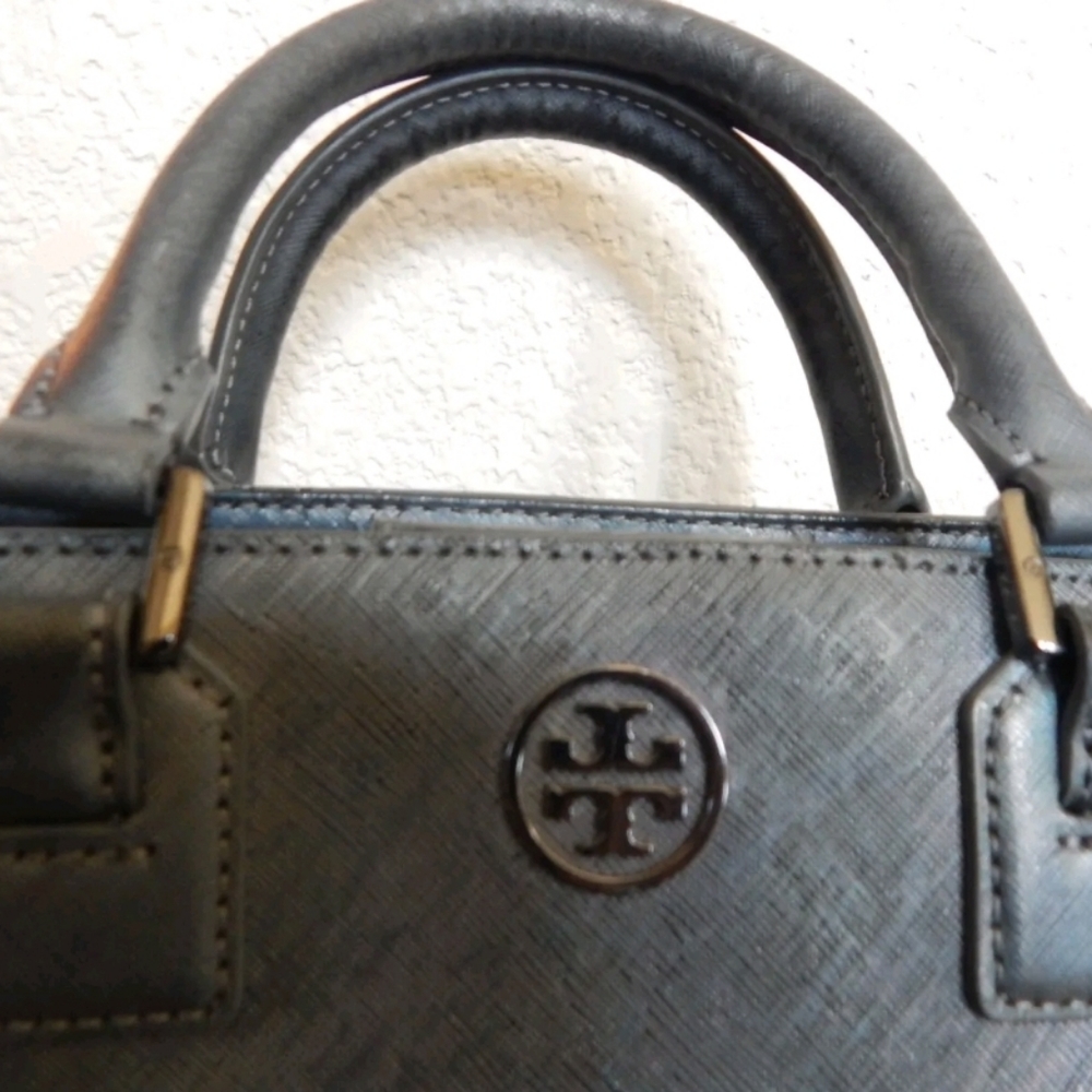 Tory Burch blue/grey stephano Robinson tote bag. - Picture 3 of 15